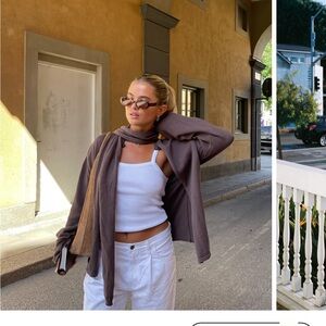 Djerf Avenue White Ribbed Tank Top